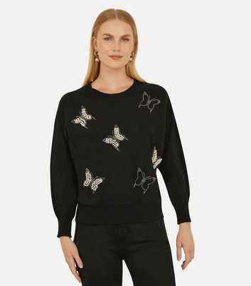 Yumi Black Batwing Butterfly Knit Jumper 