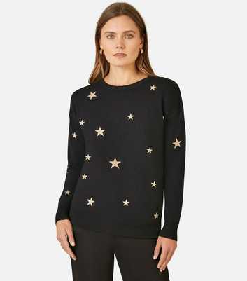 Yumi Black Star Foil Print Jumper