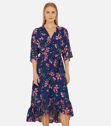 Yumi Navy Floral Midi Dress