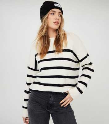 WKNDGIRL Off White Stripe Knitted Jumper