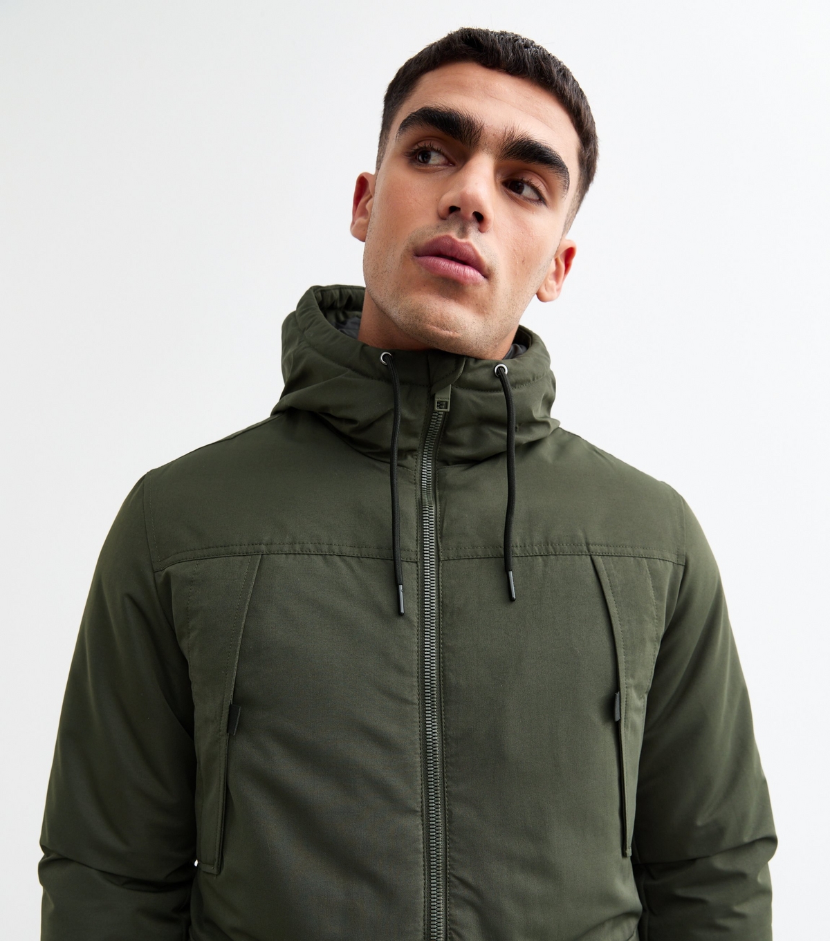 Men's Dark Green Hooded Parka Jack & Jones New Look