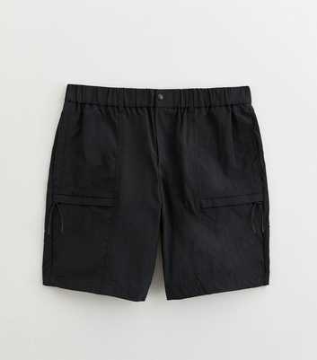 Black Ripstop Cargo Zip Pocket Shorts