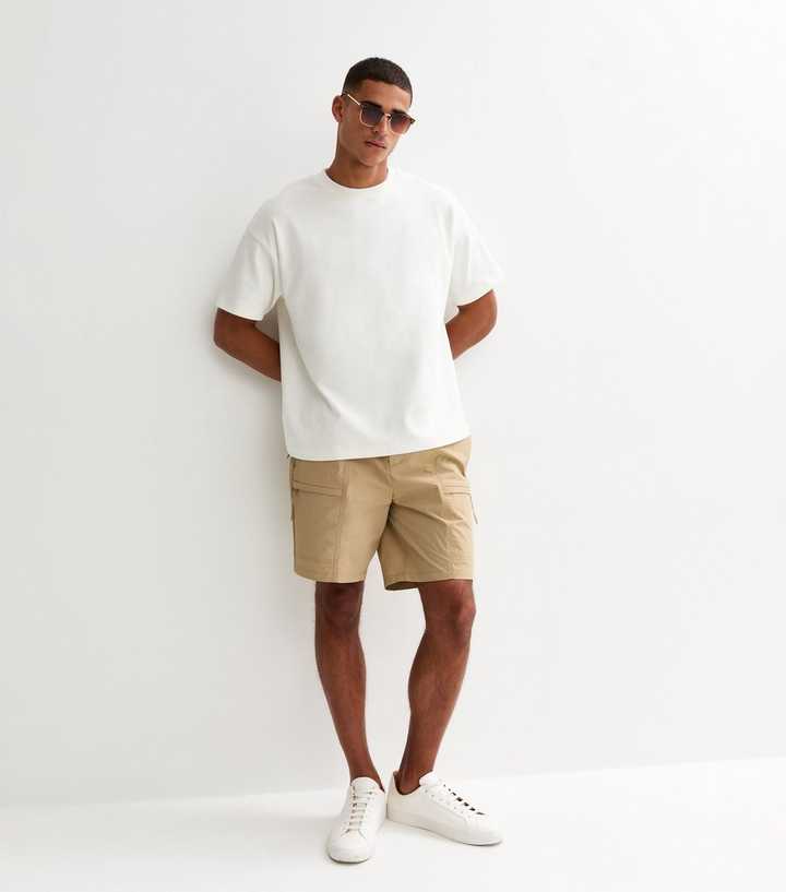 Light Brown Tech Cargo Zip Pocket Shorts