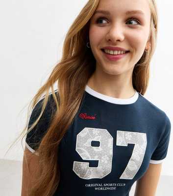 Girls Navy 97 Print Jersey T-Shirt