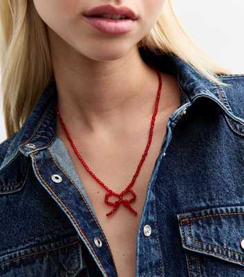 Red Bow Necklace 