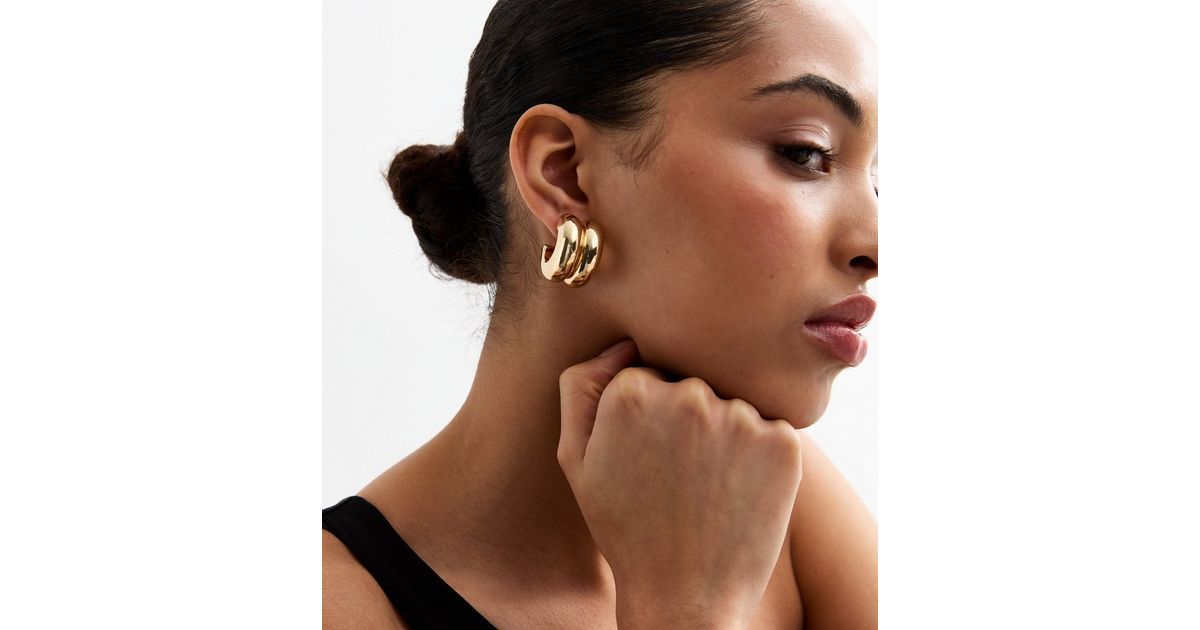 Hoop Earrings Two-piece Suit Gold Alloy 1 Necklace Earrings Women's Stylish main image 0