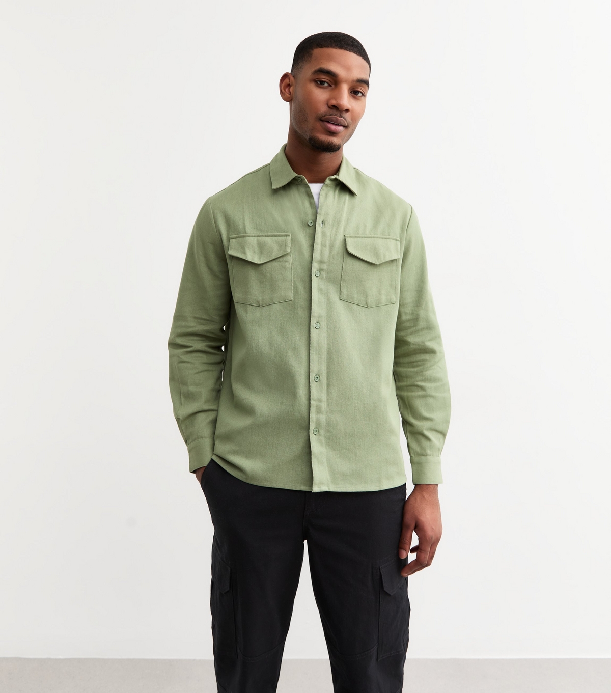 Men's Olive Regular Twill Overshirt New Look