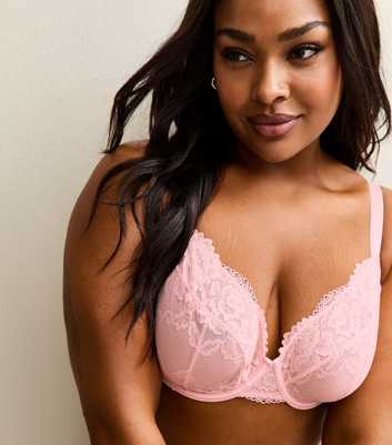 Curves Light Pink Lace Non Padded Bra