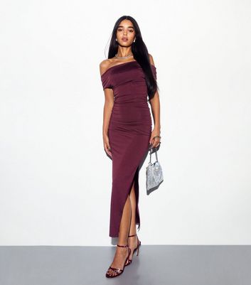 Burgundy off shops the shoulder dress