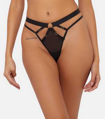 Wolf & Whistle Black Alexa Mesh Multi-Strap Thong 