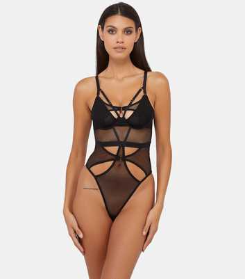 Wolf & Whistle Black Micro Fishnet Bodysuit