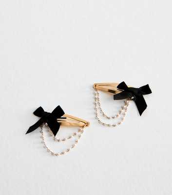 Pack Of 2 Gold Tone Chain Trim Hair Clips