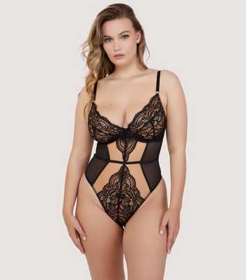 Wolf & Whistle Black Ariana Lace Thong Bodysuit