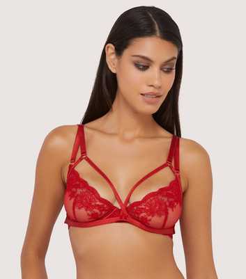 Wolf & Whistle Red Sarina Embroidered Plunge Bra