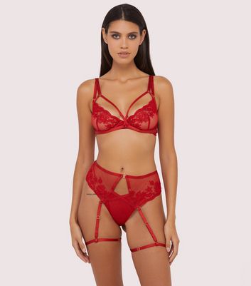 Wolf & Whistle Red Sarina Embroidered Plunge Bra New Look