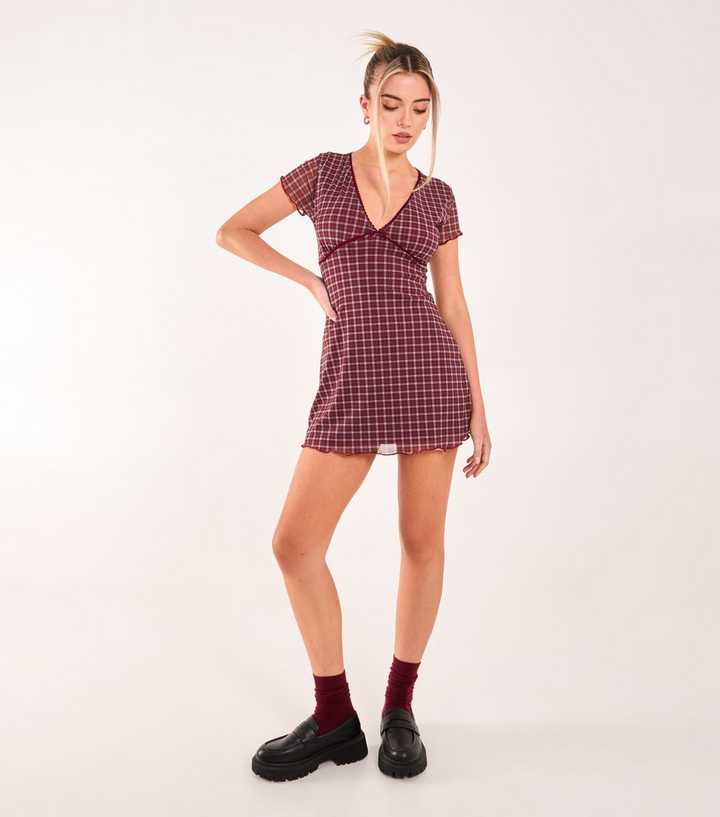 burgundy check dress The Elisabeth Dress in Seersucker Check, Vichy (Gingham) Check & Madras