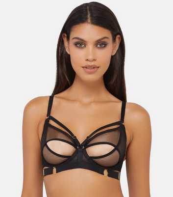 Wolf & Whistle Black Alexa Mesh Overlay Bra 