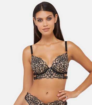 Wolf & Whistle Black Aisha Embroidered Bra