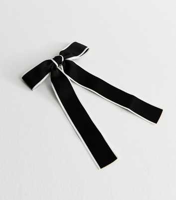 Black Contrast Trim Bow Hair Clip