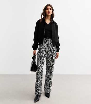 Black Zebra Print Adalae Wide Leg Jeans