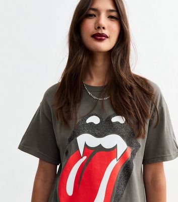 Grey Halloween Rolling Stones Logo Print Jersey T-Shirt | New Look