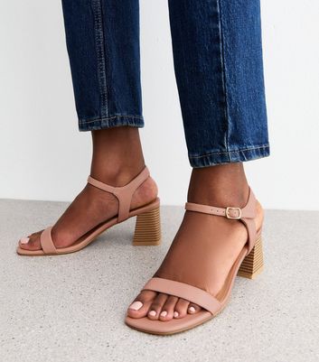 Pink Faux Leather Block Heel Sandals | New Look