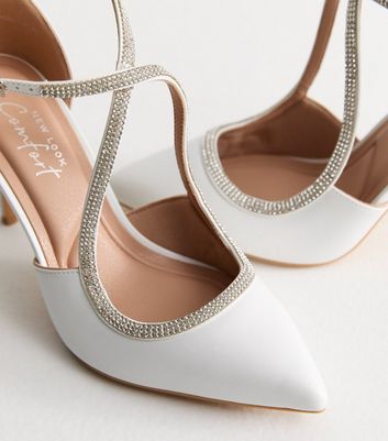 Wide Fit New Look Bridal Shoes Wide Fit White Faux Leather