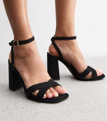 Black Faux Suede Platform Sandals