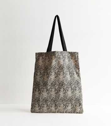 Cream Animal Print Canvas Tote