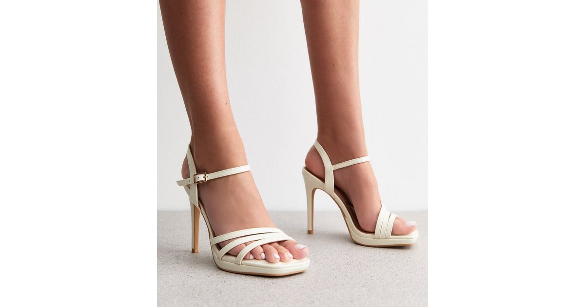 Wide Fit White Multi Strap Patent Platform Sandals New Look