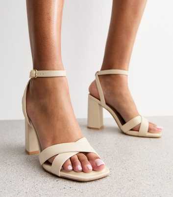 Off White Faux Leather Platform Sandals