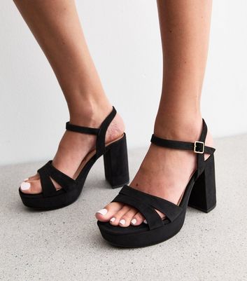 Black heel platform sandals on sale