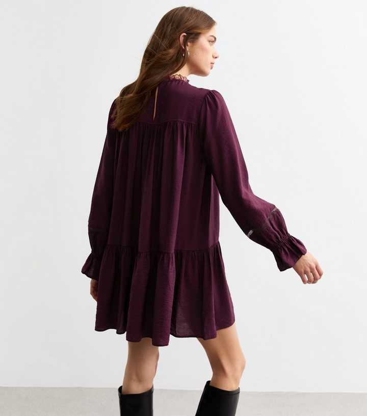 burgundy smock dress Eleanor Elegant Smock Waist Midi Dress Large