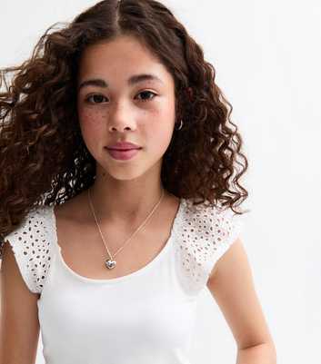 Girls White Broderie Anglaise Vest