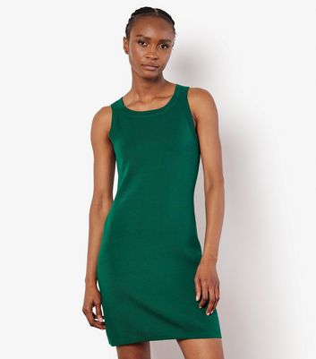 Apricot Green Knit Racer Mini Dress New Look