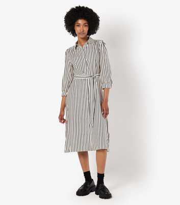 Apricot Stone Striped Shirt Dress