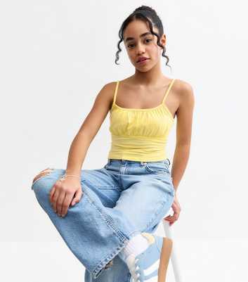 Girls Yellow Ruched Cropped Camisole