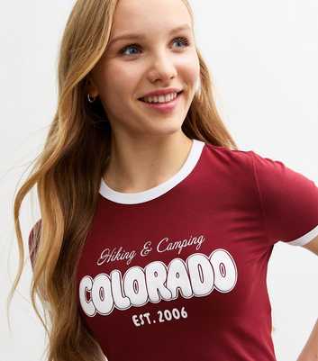 Girls Red Colorado Slogan T-Shirt