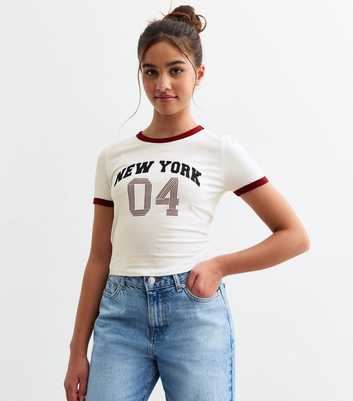 Girls White New York Print T-Shirt