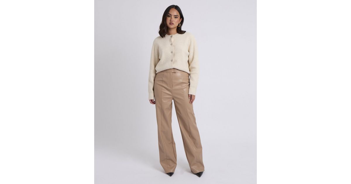 Urban Bliss Camel Faux Leather Trousers New Look