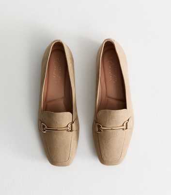 Camel Faux Suede Snaffle Detail Loafers