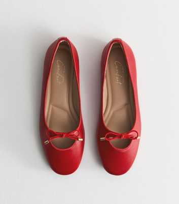 Red Cutout Faux Leather Ballet Pumps