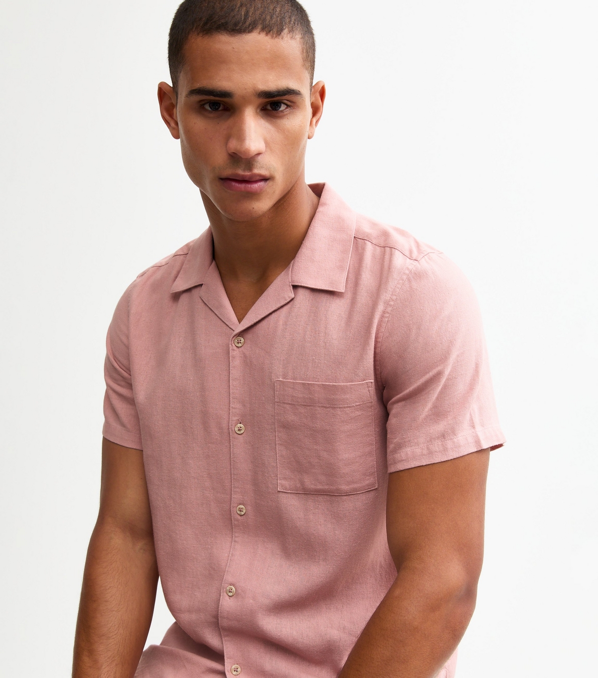 Men's Pink Regular Linen Blend Shirt New Look