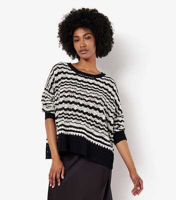 Apricot Black Striped Pointelle Jumper