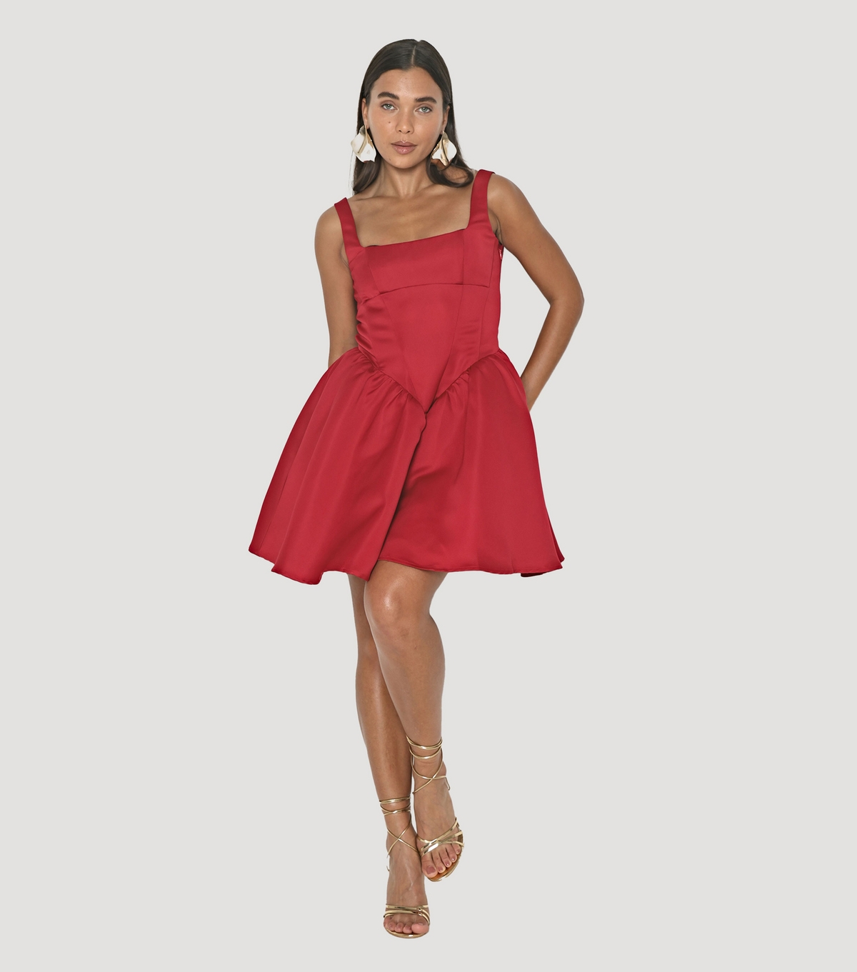 Women's Red Satin Corset Mini Dress WKNDGIRL New Look
