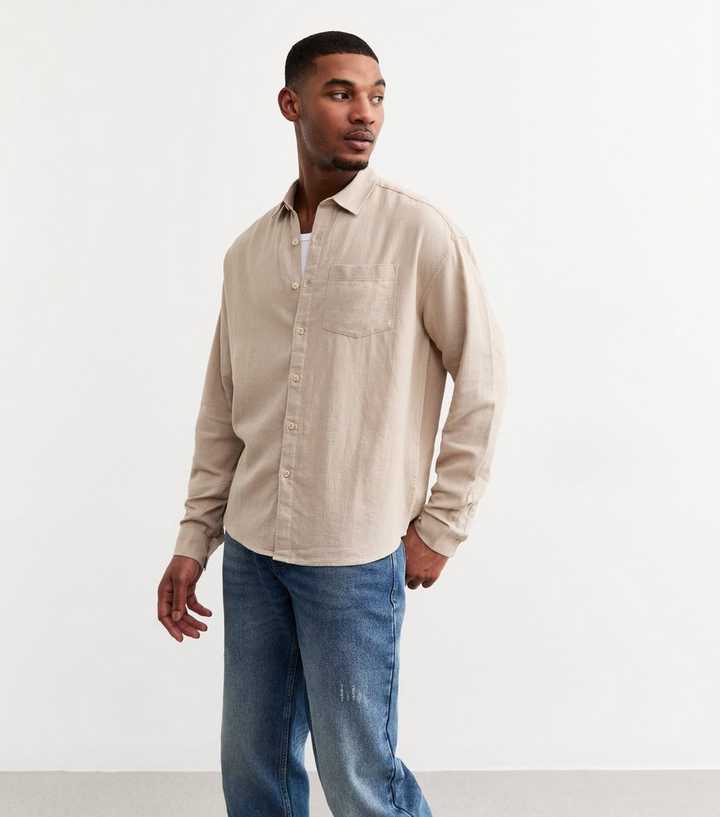 Stone Relaxed Linen Blend Shirt