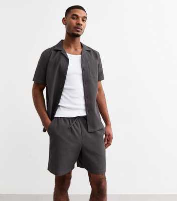 Dark Grey Regular Waffle Texture Shorts