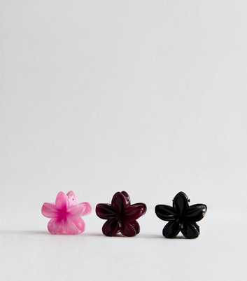 Pack of 3 Black Mini Tropical Flower Hair Clips