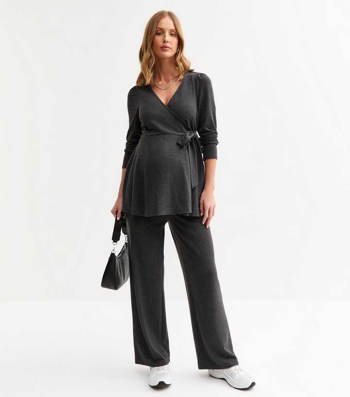 Maternity Dark Grey Soft Touch Wrap Top