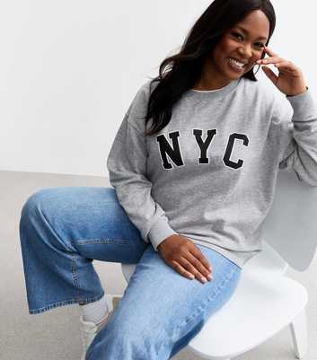 Curves Grey NYC Jersey Sweatshirt